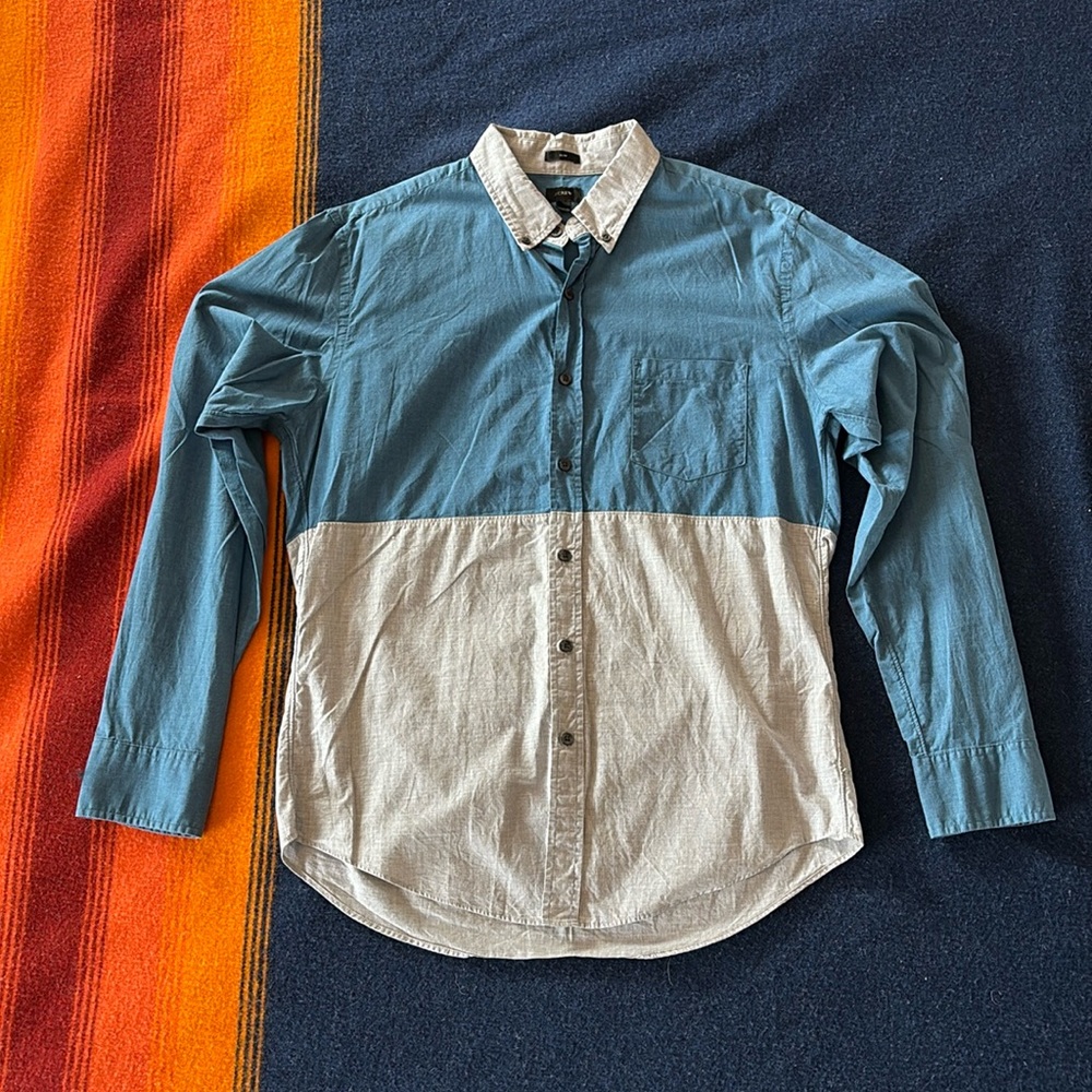 Mens J Crew Blue/Grey Button-Down Shirt